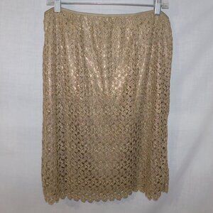 Calvin Klein Liquid Gold Knit overlay Skirt above the knee Womens 14